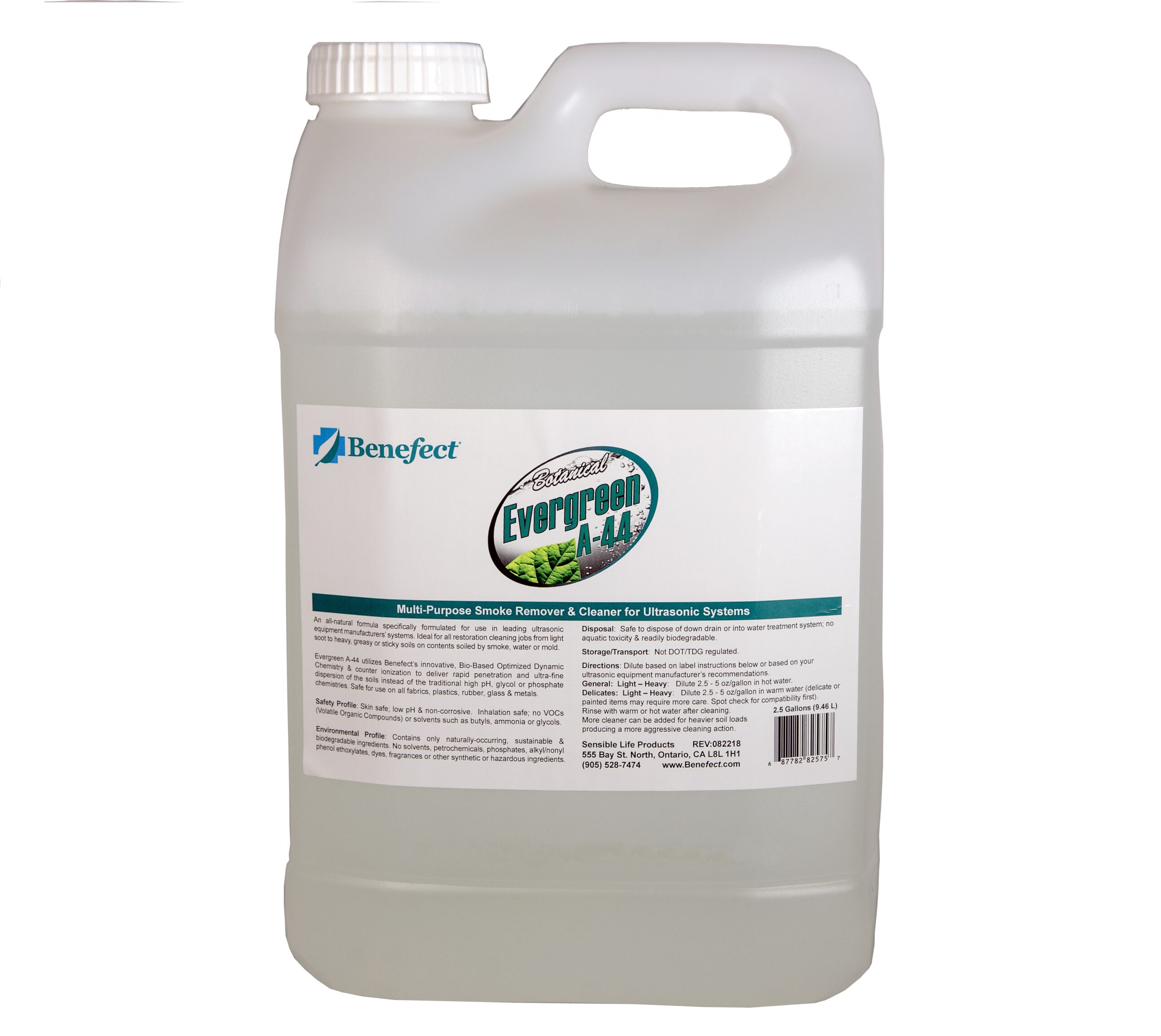 Benefect Evergreen A-44 - Low pH Non-Corrosive Ultrasonic Cleaning Solution