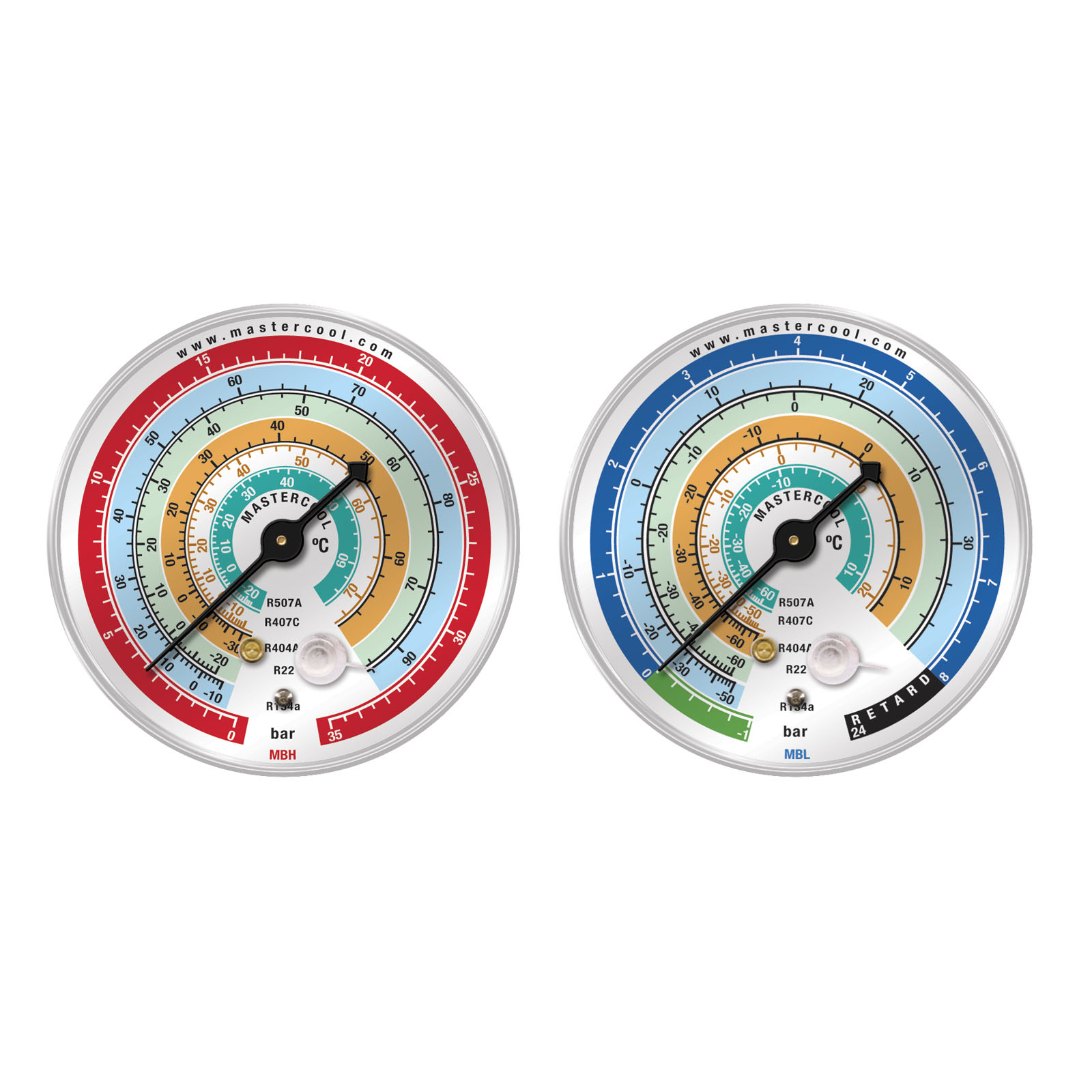 Mastercool – 80MM Replacement Gauges – HVAC Low & High Side Pressure Gauges