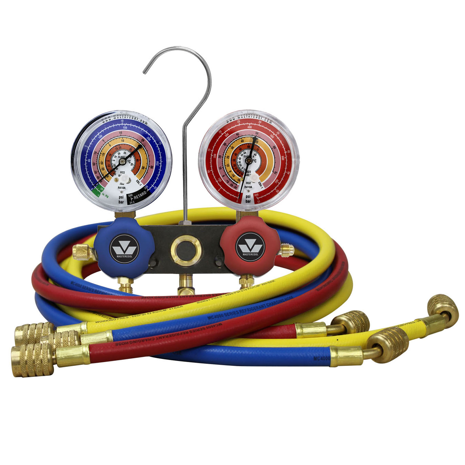 Mastercool - MC93661-EB1 - 2-Way Aluminum Manifold Gauge with 3 x 150cm Hoses