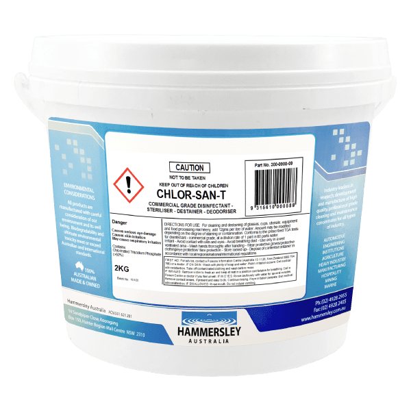 Hammersley Chlor San T Steriliser Destainer Deodoriser 2KG